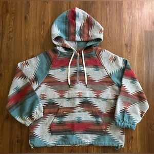 Mainstrip Women’s Southwestern Aztec Pattern Quarter Zip Pullover Hooded Jacket